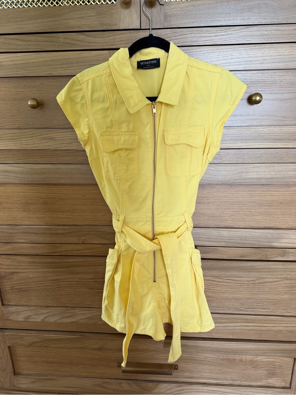 MINKPINK Yellow Zip-Front Utility Romper - Picture 3 of 13